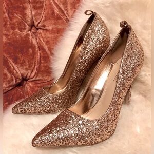 ✨ Shoedazzle Shimmery Rose Gold 5 Inch Glitter High Heels Size 9.5 ✨